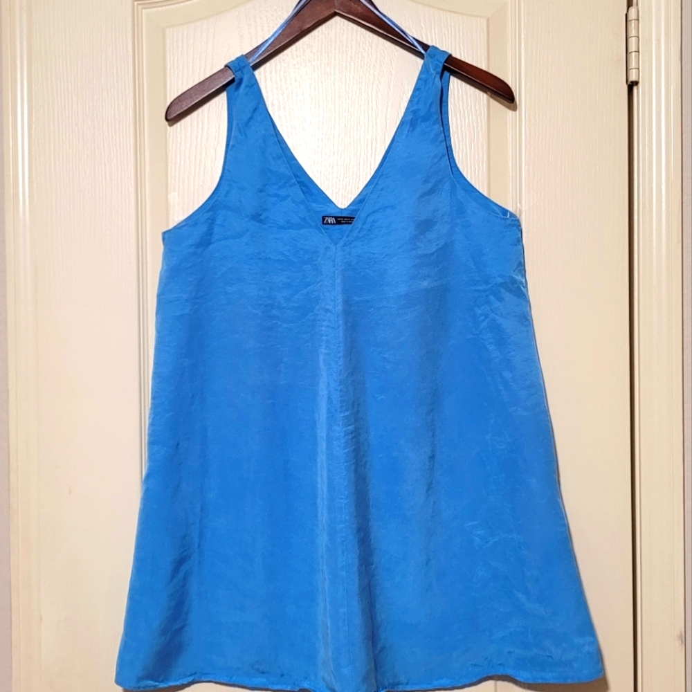 Zara - long sleeveless turquoise top